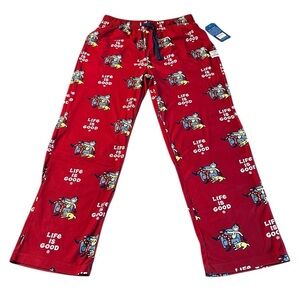 Life Is Good Red Football Jake Pajama Bottoms Size Large NWT